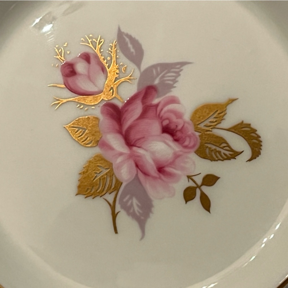 Vintage Ansley Set Of 2 Coasters, Pink Rose, Fine Bone China, 3-1/2”